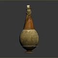 Decorative Ceramic Vase With Yellow Brown Color Carved Pattern And Handle Design