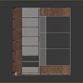 Modern Wooden Storage Cabinet With Black Panels And Multiple Shelves