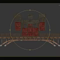 Traditional Chinese Wooden Bridge Components With Roofed Structures Red Doors And Railings