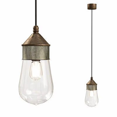 Vintage Industrial Ceiling Light With Metal Finish And Clear Glass Shade Design For Home Decor 3d model