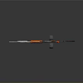 Different Types of Firearms with Orange Components on Dark Reflective Background