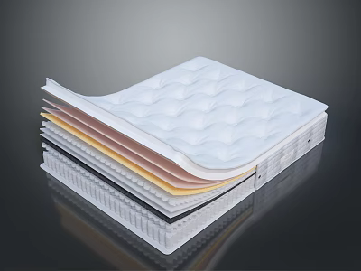 Multi Layered Mattress With White Quilted Top And Supportive Foam Structure 3d model