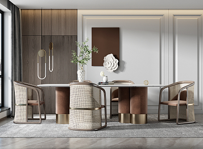 Light Luxury Dining Table and Chair Combination 3d model