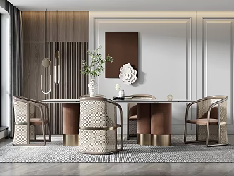 Light Luxury Dining Table and Chair Combination 3d model