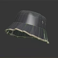 Gray Bucket Hat with White Trim Pleated Brim and Decorative Eye Details