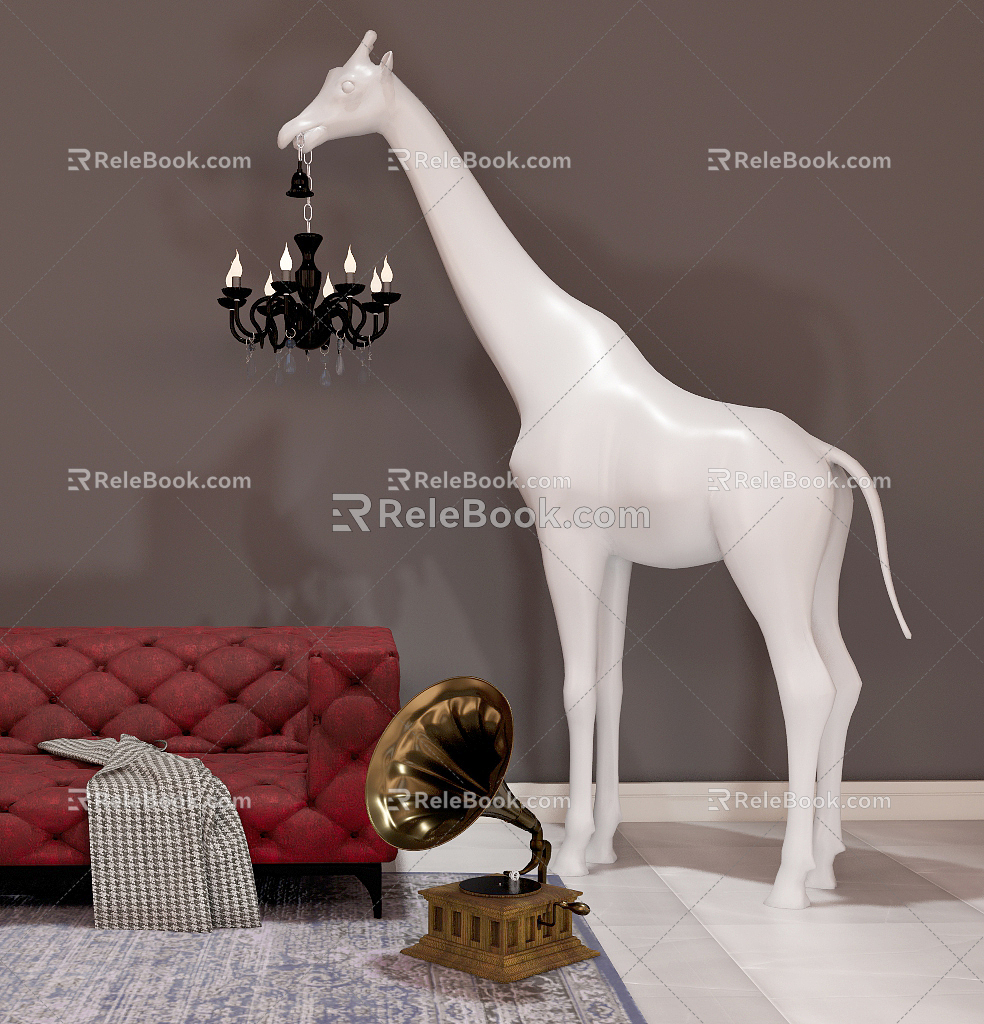 Modern special-shaped floor lamp giraffe floor lamp 3d model