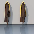 Brown Swing Door With Yellow Trim In Modern Interior Wooden Design And Reflective Floor