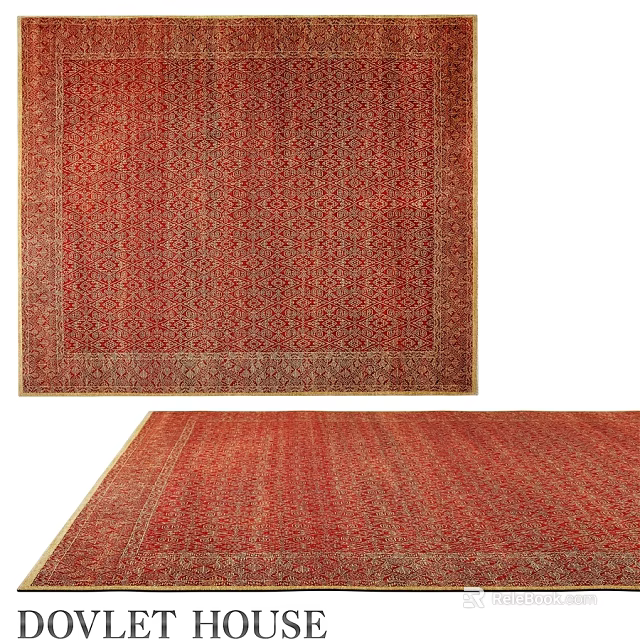Red Square Rug With Intricate Traditional Pattern And Decorative Border For Living Room 3d model 