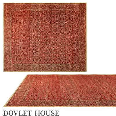 Red Square Rug With Intricate Traditional Pattern And Decorative Border For Living Room 3d model