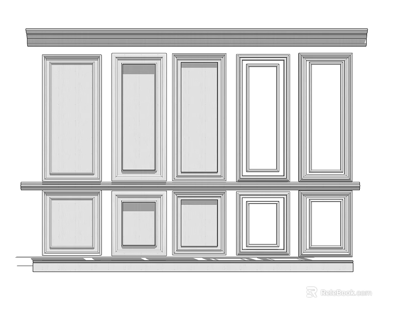 Modern Wall Paneling Design Featuring Multiple Rectangular Panels For Interior Decoration 3d model