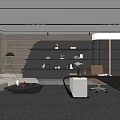 Elegant Modern Office Interior With Stylish Sofa Executive Desk And Green Plants