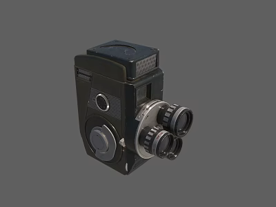 Vintage Twin Lens Digital Camera With Black Body And Retro Design Elements 3d model