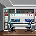 Modern Electronic Sports Entertainment Room Interior With Dual Monitors And Gaming Chairs