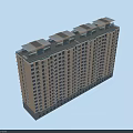 High Rise Modern Residential Building With Numerous Windows And Rooftop Structures 3d model