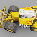 Yellow Utility Vehicle With Large Tires And Loader Bucket 3d model