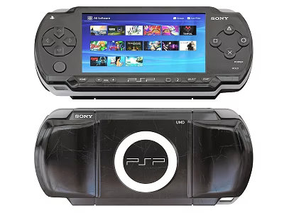 Sony PSP Portable Gaming Console With Colorful Game Icons On Display Screen And Sleek Design 3d model