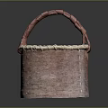 Handmade Traditional Woven Basket With Red Handle Brown Body And White Rim