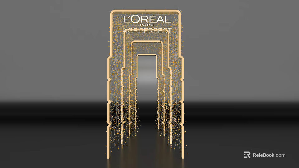 L'OREAL Luxury Golden Arch Decorative Structure With Elegant Lighting Design Elements 3d model 