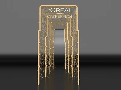 L'OREAL Luxury Golden Arch Decorative Structure With Elegant Lighting Design Elements 3d model
