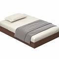 Kids Bed with Wooden Frame Comfortable Mattress White Pillow and Gray Blanket