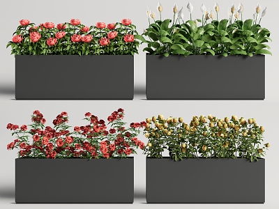 Modern flower box plant flower box outdoor mobile flower box flower bed flower bowl rose flower 3d model