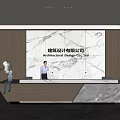 Company Front Desk Background Wall Reception Area Bar Desk Reception Desk Lobby Simple Lobby 3d model