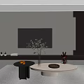Modern Living Room Interior Design With TV Coffee Table And Decorations 3d model