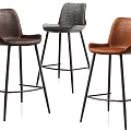 Stylish Modern Bar Stools With Leather Fabric Seats And Metal Legs For Kitchen Bar
