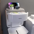 Ecoco Bathroom Toilet Paper Holder With Storage Shelf And Decorative Plants Watch Phone
