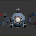 Mechanical Robot Character With Blue Sphere Body Magnetic Arms And Silver Legs