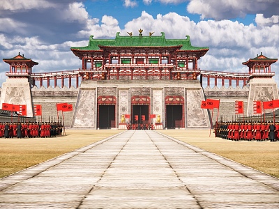 City Tower City Gate Tang Dynasty Palace City Gate Entrance 3d model