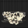 Elegant Modern Crystal Chandelier With Multi Tiered Leaf Pattern Metal Frame And Illuminated Details
