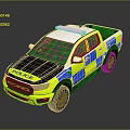 Ford Police Pickup Truck With Emergency Lights And Livery