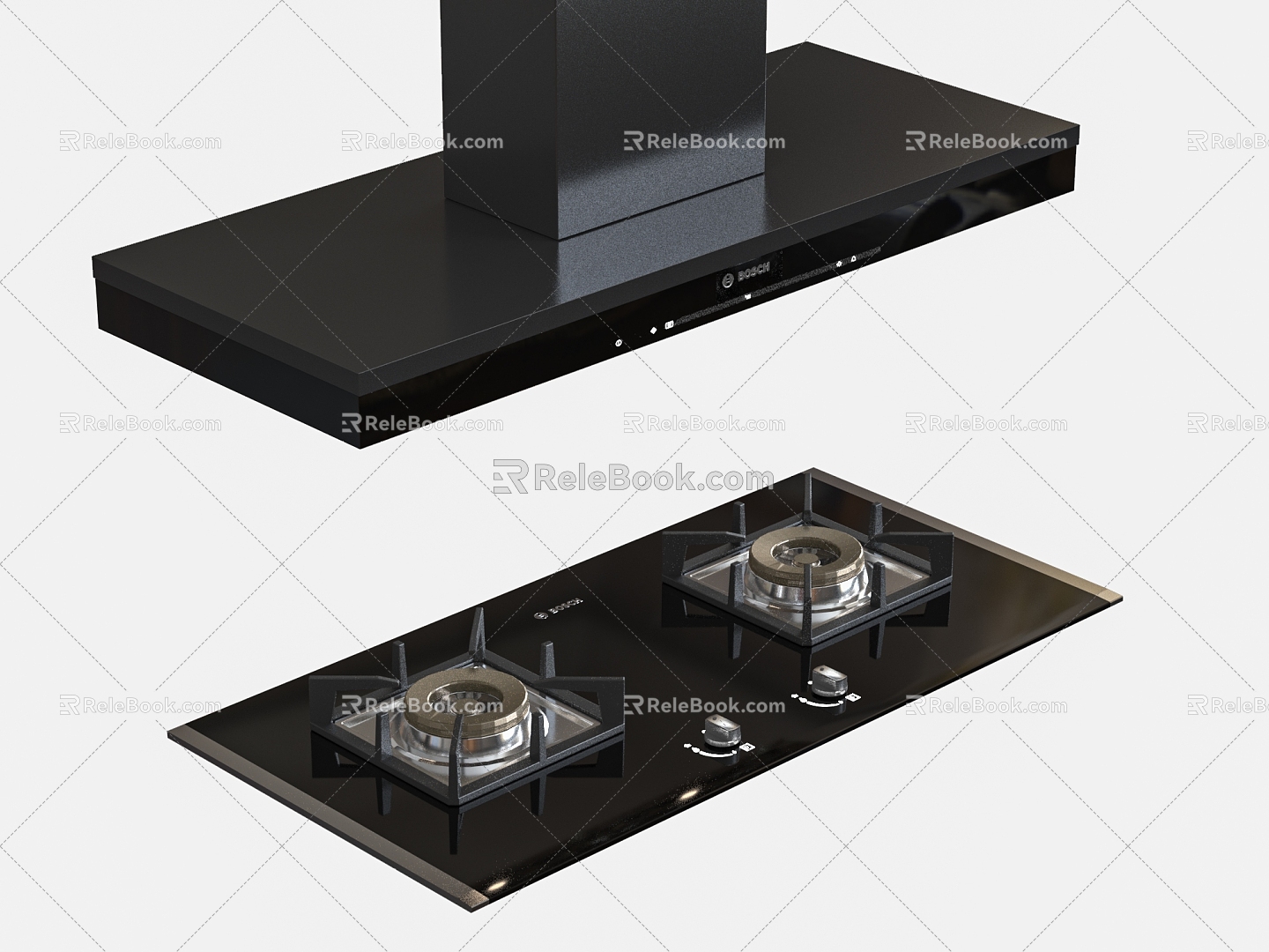 BOSS gas stove range hood combination kitchen appliances 3d model