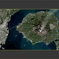 Detailed Terrain Model Featuring Mountain Ocean Island Green Vegetation And Coastline