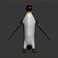 Adorable Penguin Standing With Black And White Feathers Yellow Neck On Gray Background