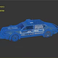 Futuristic Modified Blue And White Police Car With Armored Details And Roof Equipment