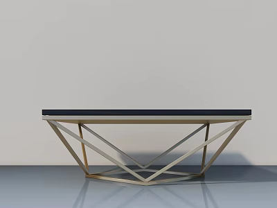 Modern Coffee Table With Black Tabletop And Golden Geometric Base Design 3d model