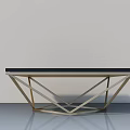 Modern Coffee Table With Black Tabletop And Golden Geometric Base Design