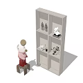 White Bookcase With Decorative Small Figurines Plant And Candle Holder Near Doll Holding Gold Balloon