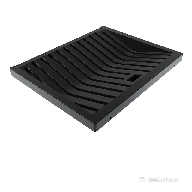 Black Rectangular Drying Tray With Wave Pattern For Kitchen Use 3d model 
