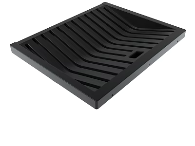 Black Rectangular Drying Tray With Wave Pattern For Kitchen Use 3d model