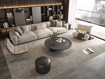 Sofa Coffee Table Combination Sofa Coffee Table Three-Seater Sofa Living Room model