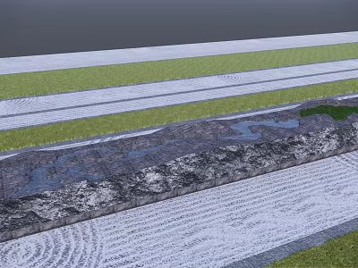 Japanese Zen Garden Ornament With Raked Sand Moss And Water Features 3d model