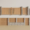 Various Wooden Railing Designs With Stone Accents And Decorative Patterns 3d model