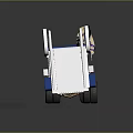 Scenic View Of Bluth Construction Truck On Circular Platform With Blue White Red Design