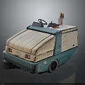 White And Blue Street Cleaning Sweeper Truck With Warning Light Brush And 66 Logo