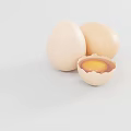 Fresh Brown Chicken Eggs With Cracked Shell And Runny Yolk on Light Gray Background