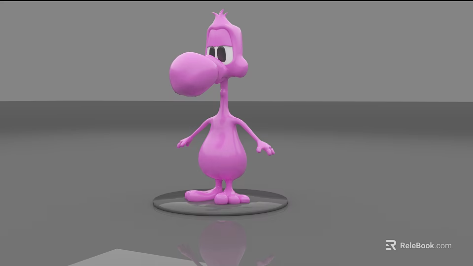 Cute Pink Cartoon Doll With Long Nose Big Eyes And Transparent Base 3d model 