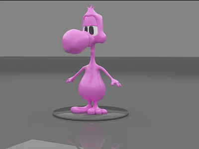 Cute Pink Cartoon Doll With Long Nose Big Eyes And Transparent Base 3d model